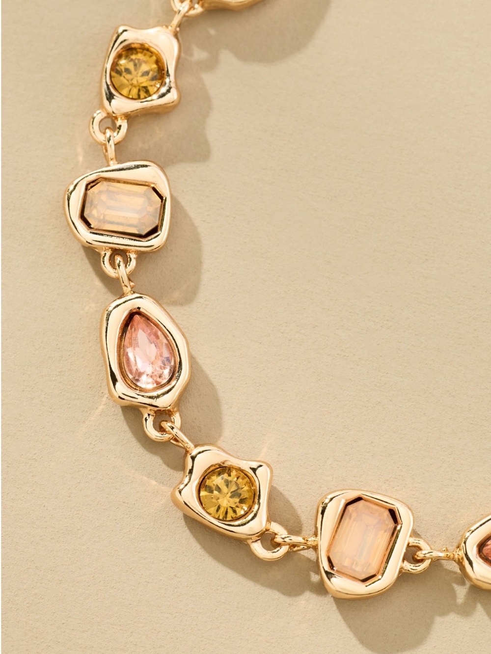 Anthropologie Gold-Plated Bracelet Colorful Stone New Taupe 7” - Picture 2 of 7